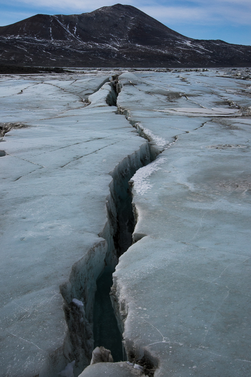 Crack in sea ice, Antarctica.